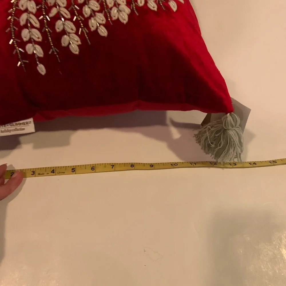 NWT Beaded Christmas Tree Red Velvet Front Glitz & Glimmer Zipper